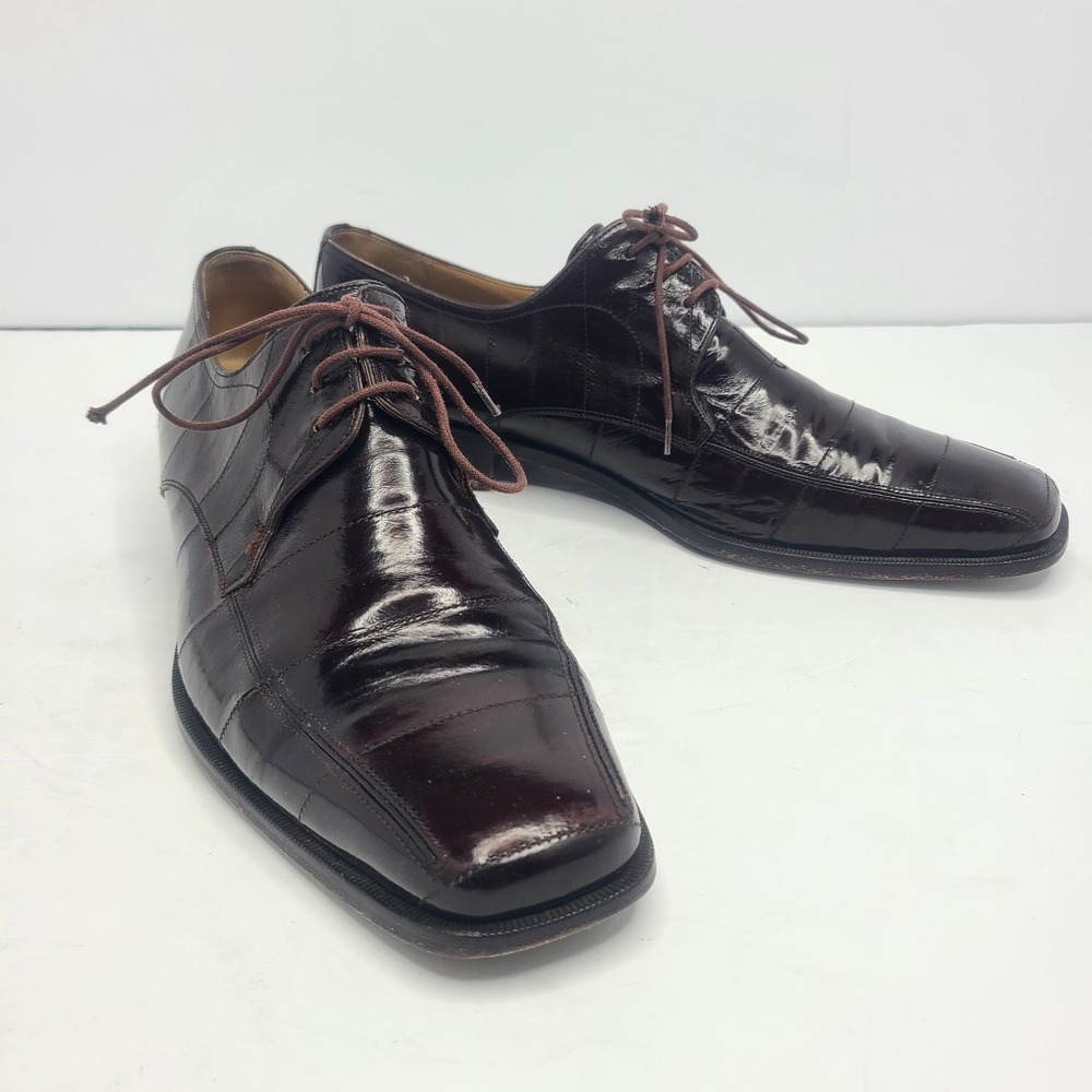 Mezlan Exotic Eel Skin Men's Dinan Oxford Lace Up Shoes Brown Sz 9M‎